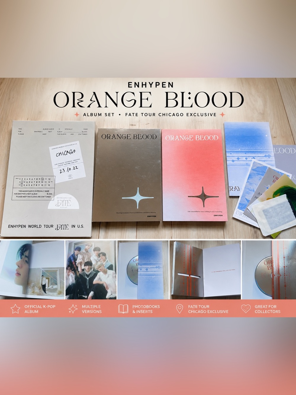 ENHYPEN Orange Blood Album Set Fate Tour Chicago Exclusive K-Pop Photobook